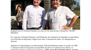 L’entreprise Hesperid fête son anniversaire et sa reprise. Ouest France le 10-10-2018.